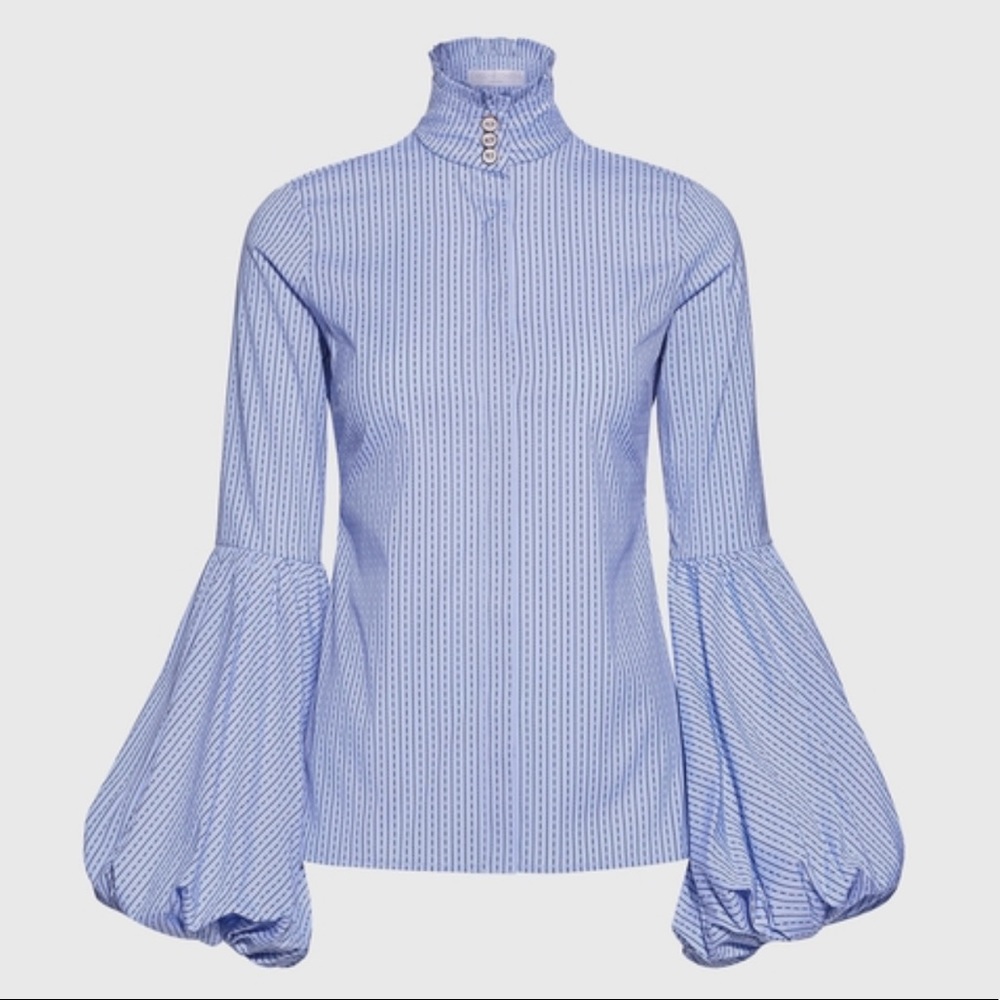 Caroline Constas Blue Striped Blouse